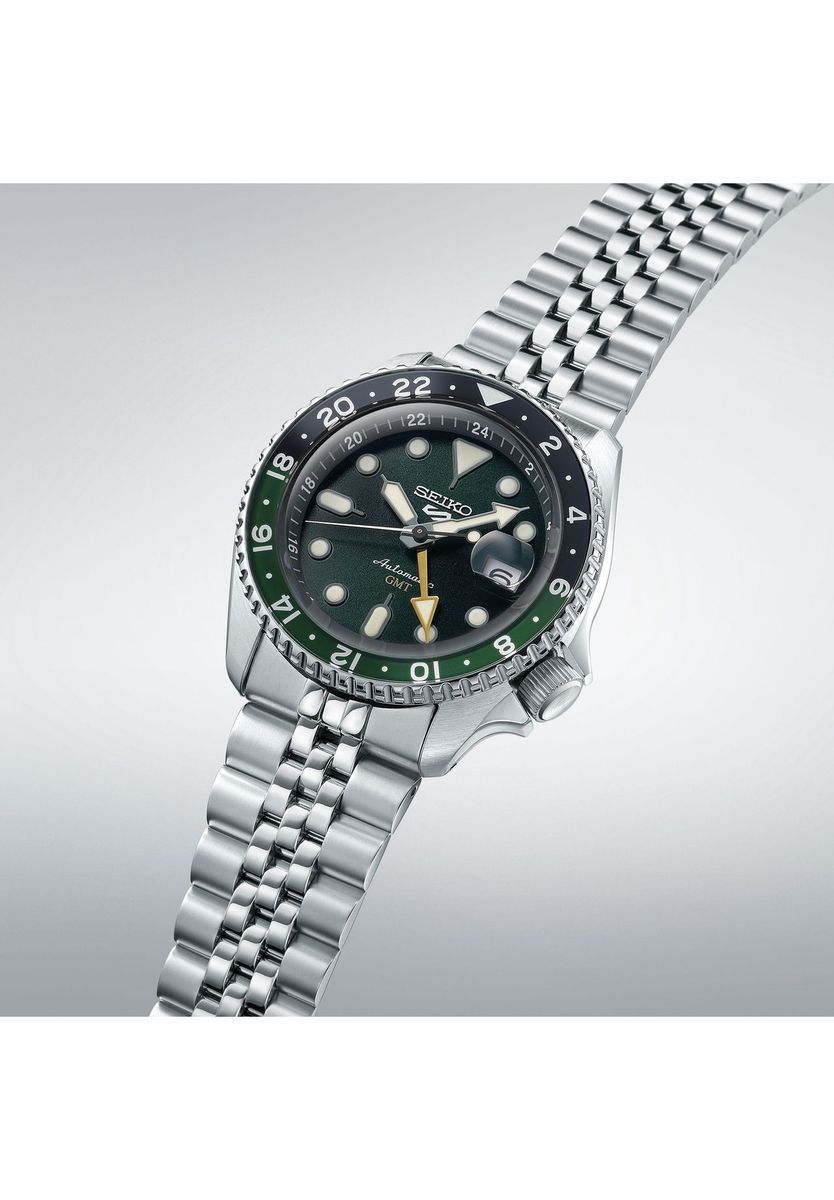 Grüne und schwarze GMT Automatikuhr