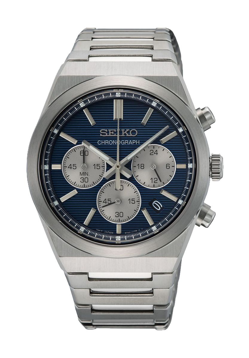 Herren-Chronograph aus Edelstahl, blau