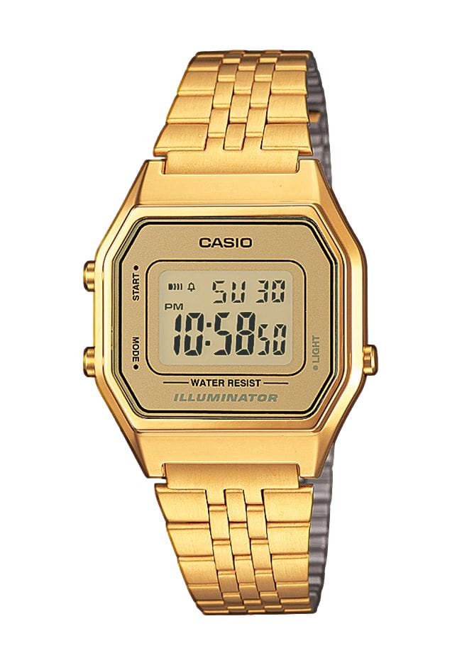 Goldene digitale Retro-Armbanduhr