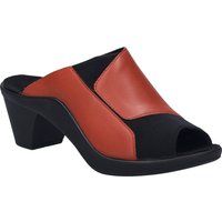 Zweifarbige Leder-Mules mit Peeptoe