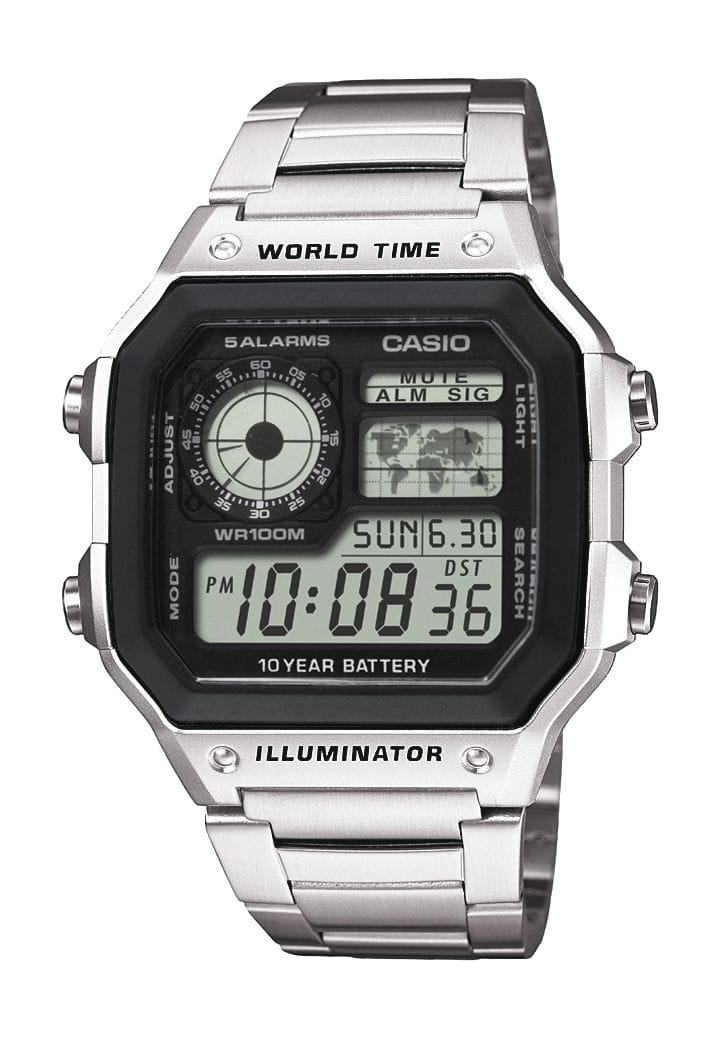 Digitale Weltzeit Silber Uhr