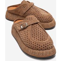 Perforierte Wildleder-Plateau-Mules
