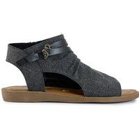Geraffte Peep-Toe Textilsandalen