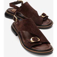 Slingback-Sandalen aus Wildleder mit Schnallen