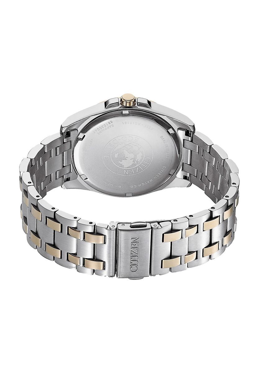 Zweifarbige Edelstahl-Armbanduhr