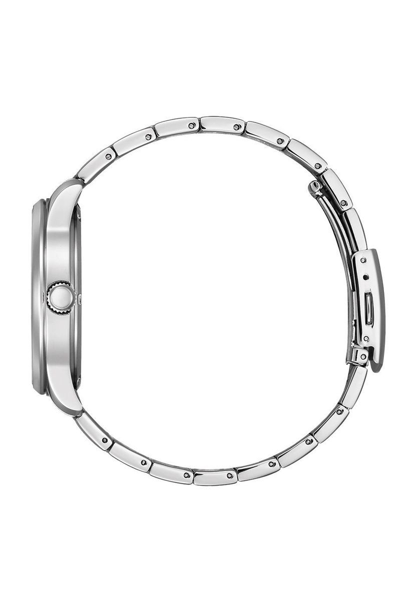 Elegante silberfarbene Eco-Drive Uhr