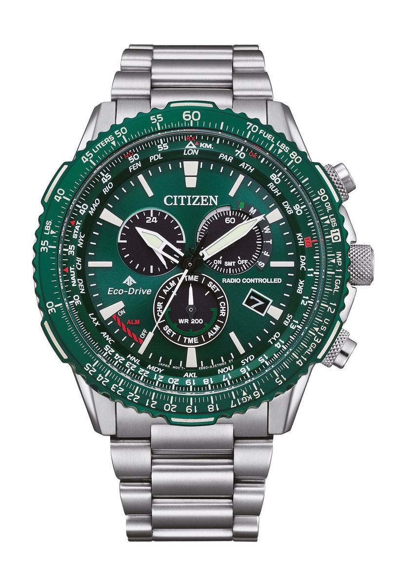 Herren Chronograph mit grünem Zifferblatt Eco-Drive