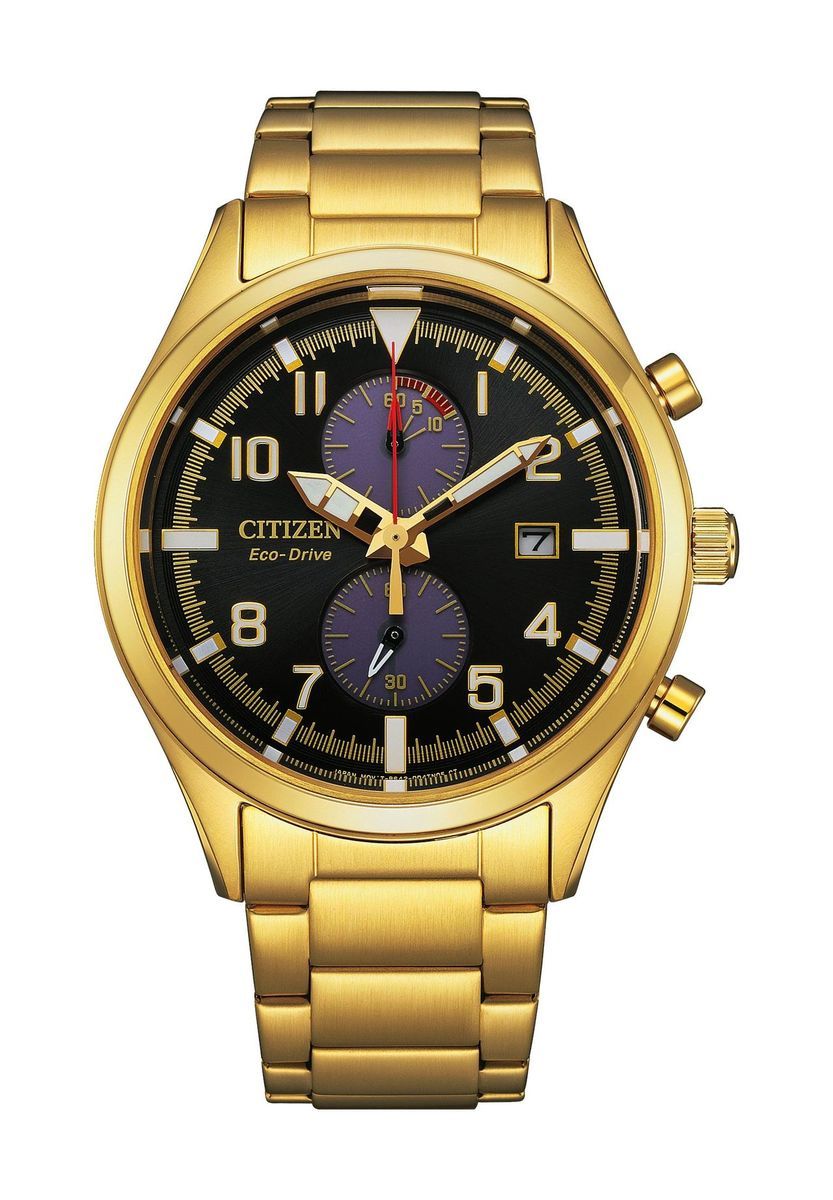 Herren Chronograph Eco-Drive Uhr Goldfarben