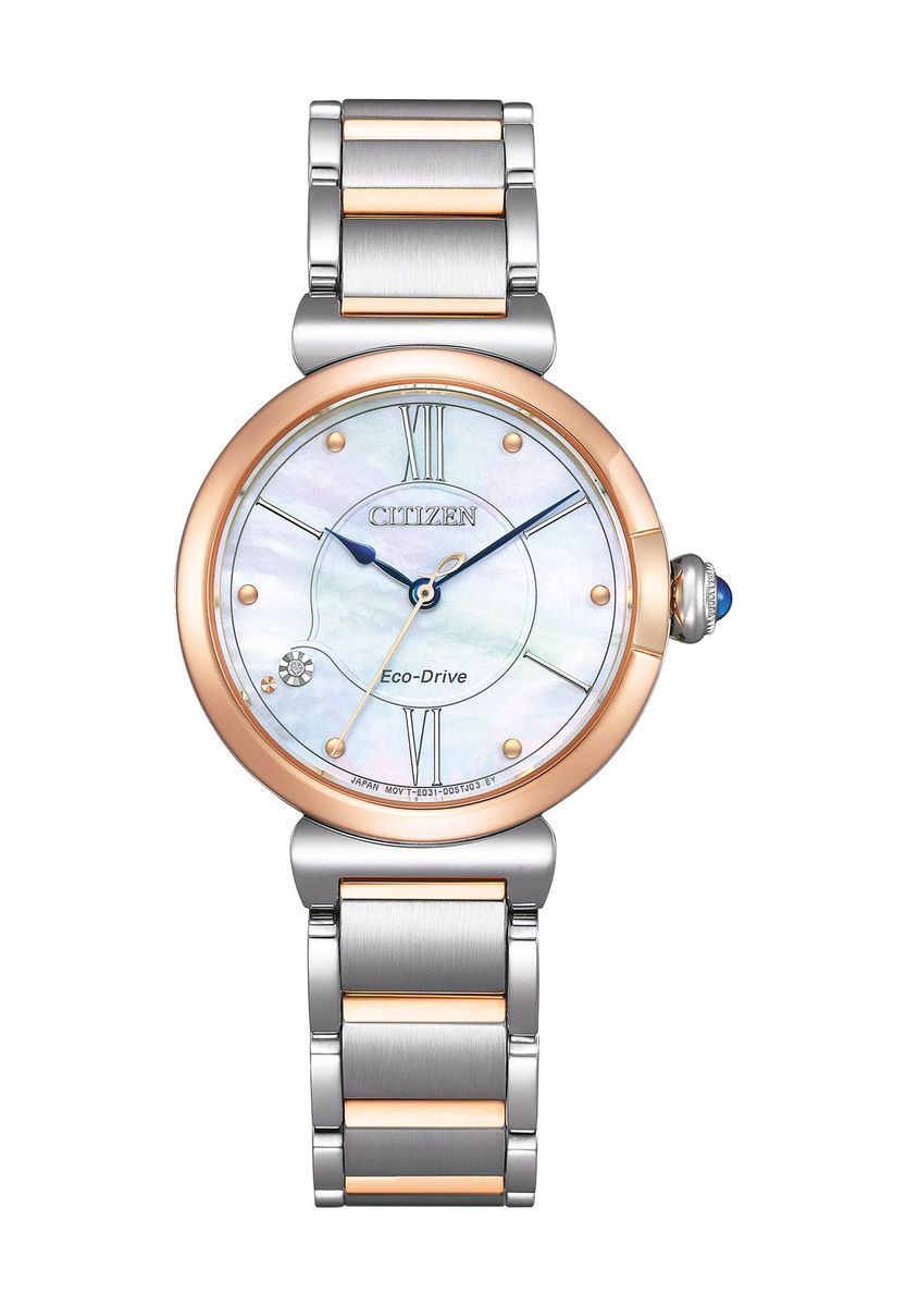 Elegante Bicolor Uhr mit Perlmutt-Zifferblatt