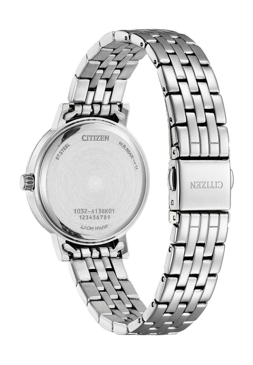 Elegante silberfarbene Uhr mit Kristallakzenten