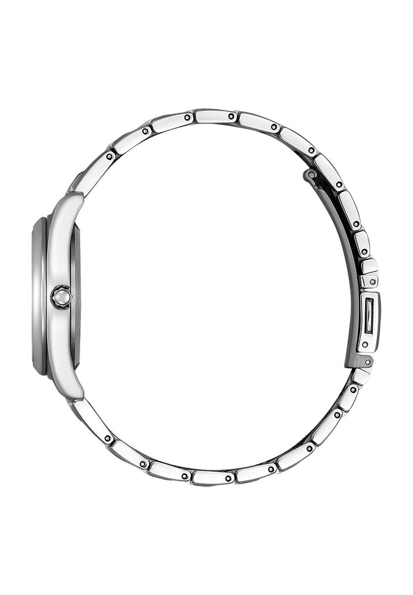 Elegante silberfarbene Damenuhr mit rosafarbenem Zifferblatt