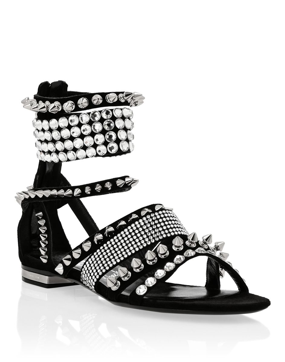 Besetzte Kristall-Römersandalen