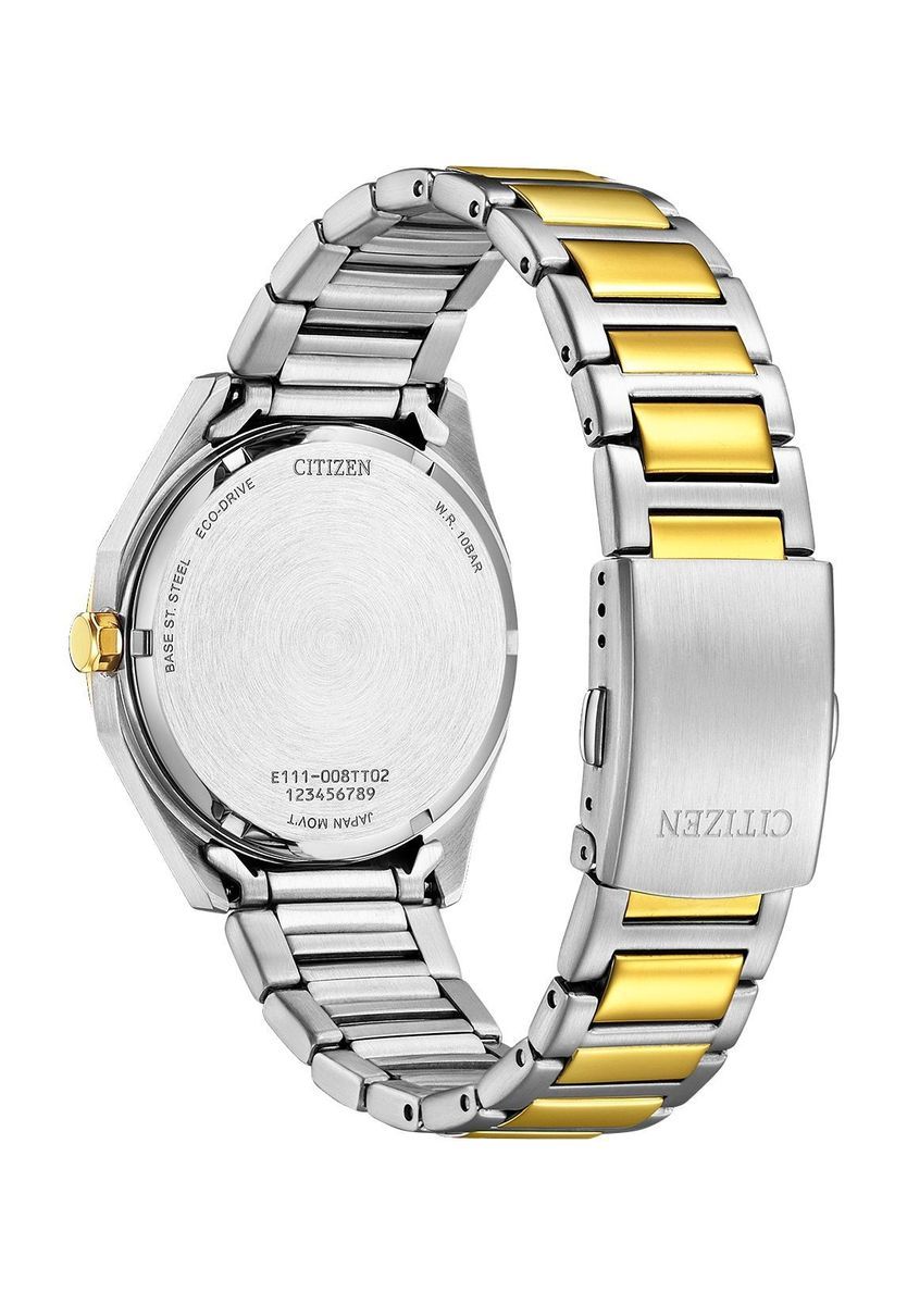 Zweifarbige Edelstahl Eco-Drive Uhr