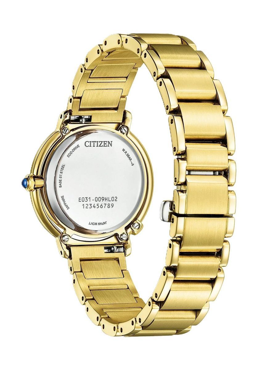 Elegante goldfarbene Perlmutt Damenuhr