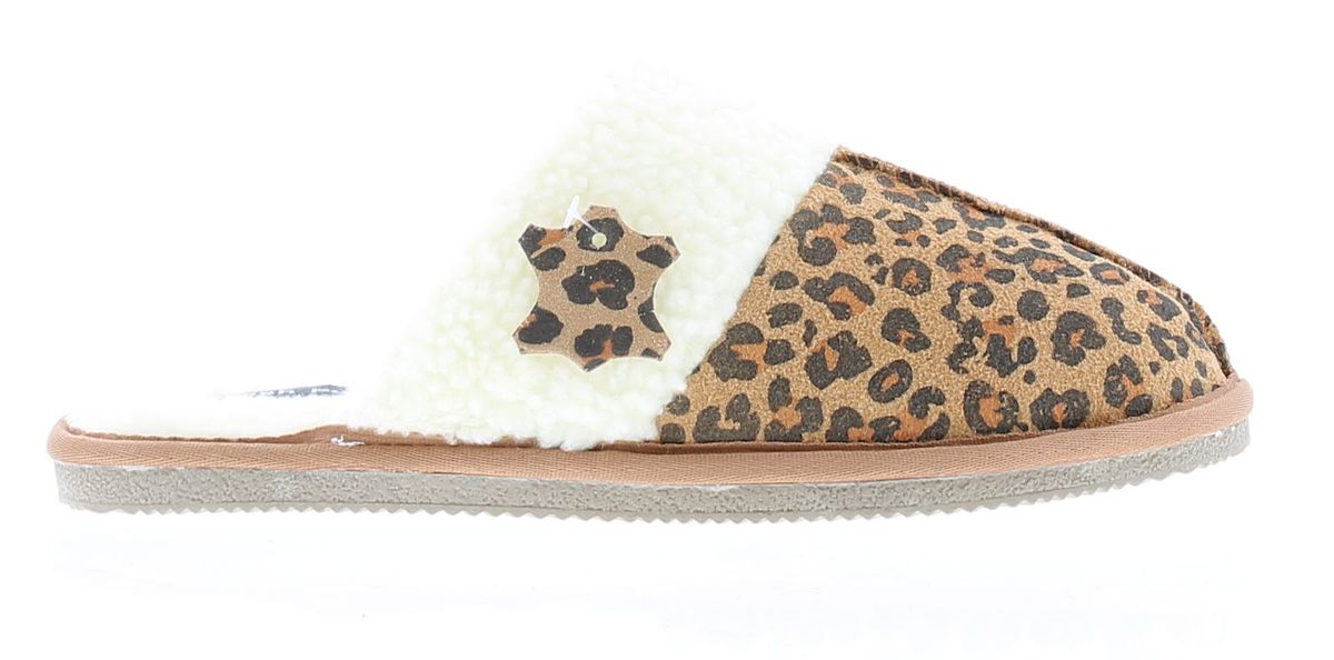 Hausschuhe mit Leopardenmuster und Kunstfell