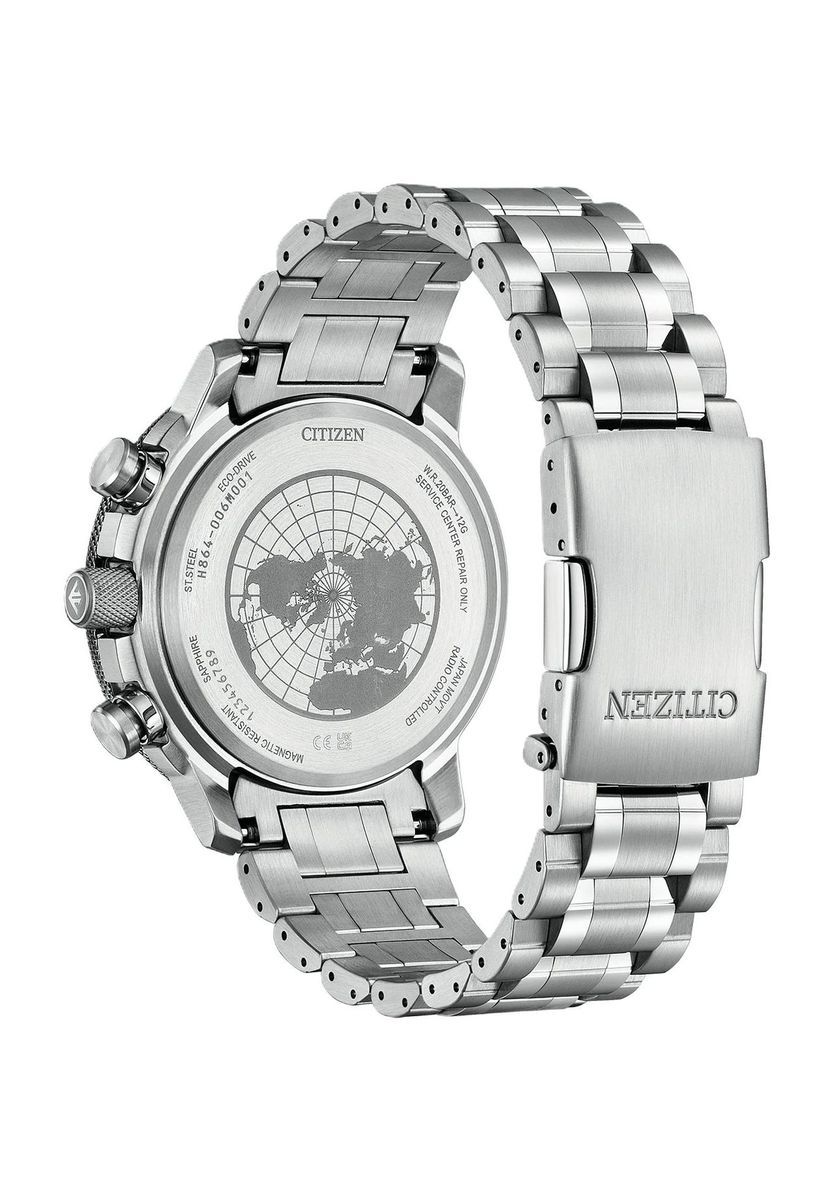 Herren Silber Edelstahl Chronograph Uhr