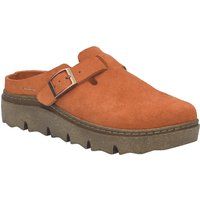 Wildleder-Clogs mit Plateausohle und Schnalle