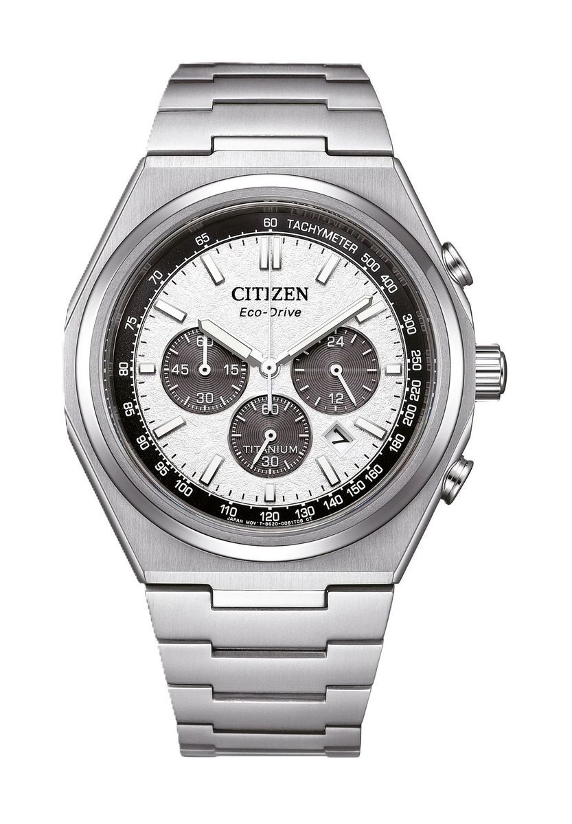 Silberner Chronograph Eco-Drive Uhr