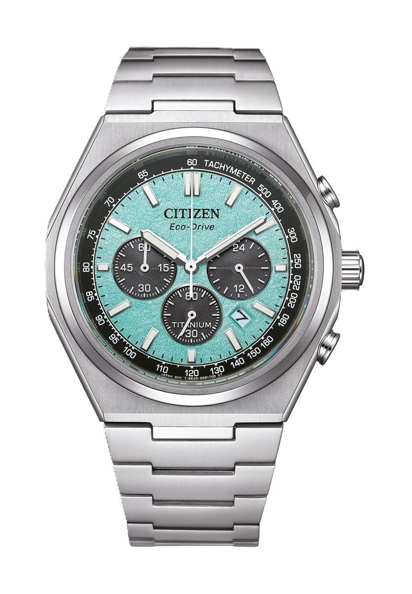 Grüne Eco-Drive Tachymeter Chronograph Uhr