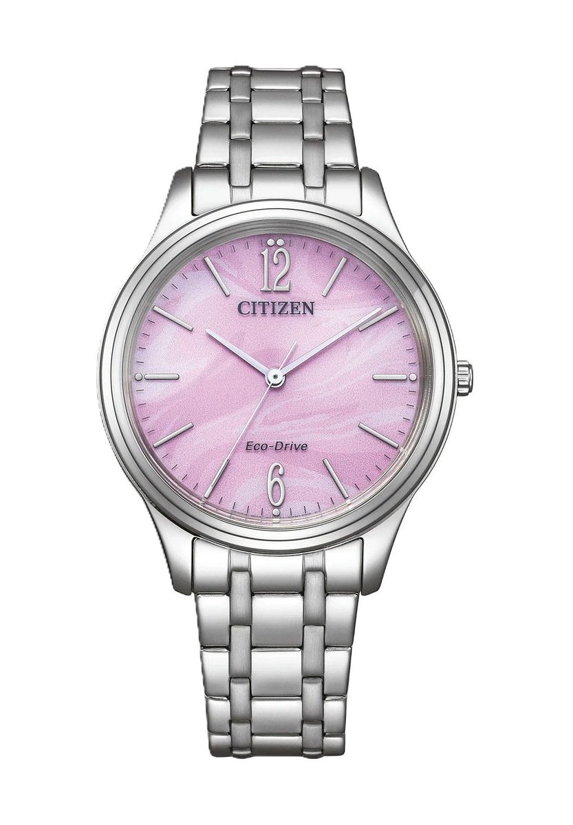 Elegante rosafarbene Edelstahl-Uhr