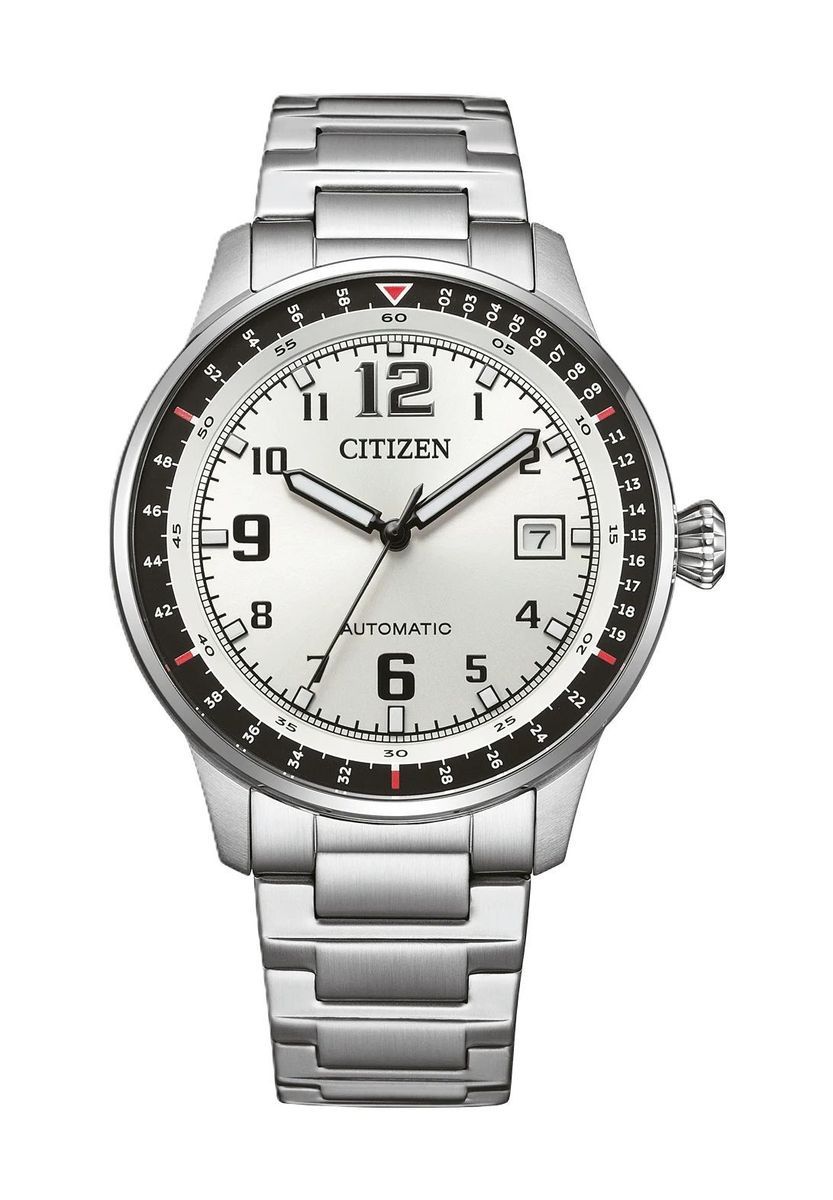 Silberne Automatikuhr aus Edelstahl