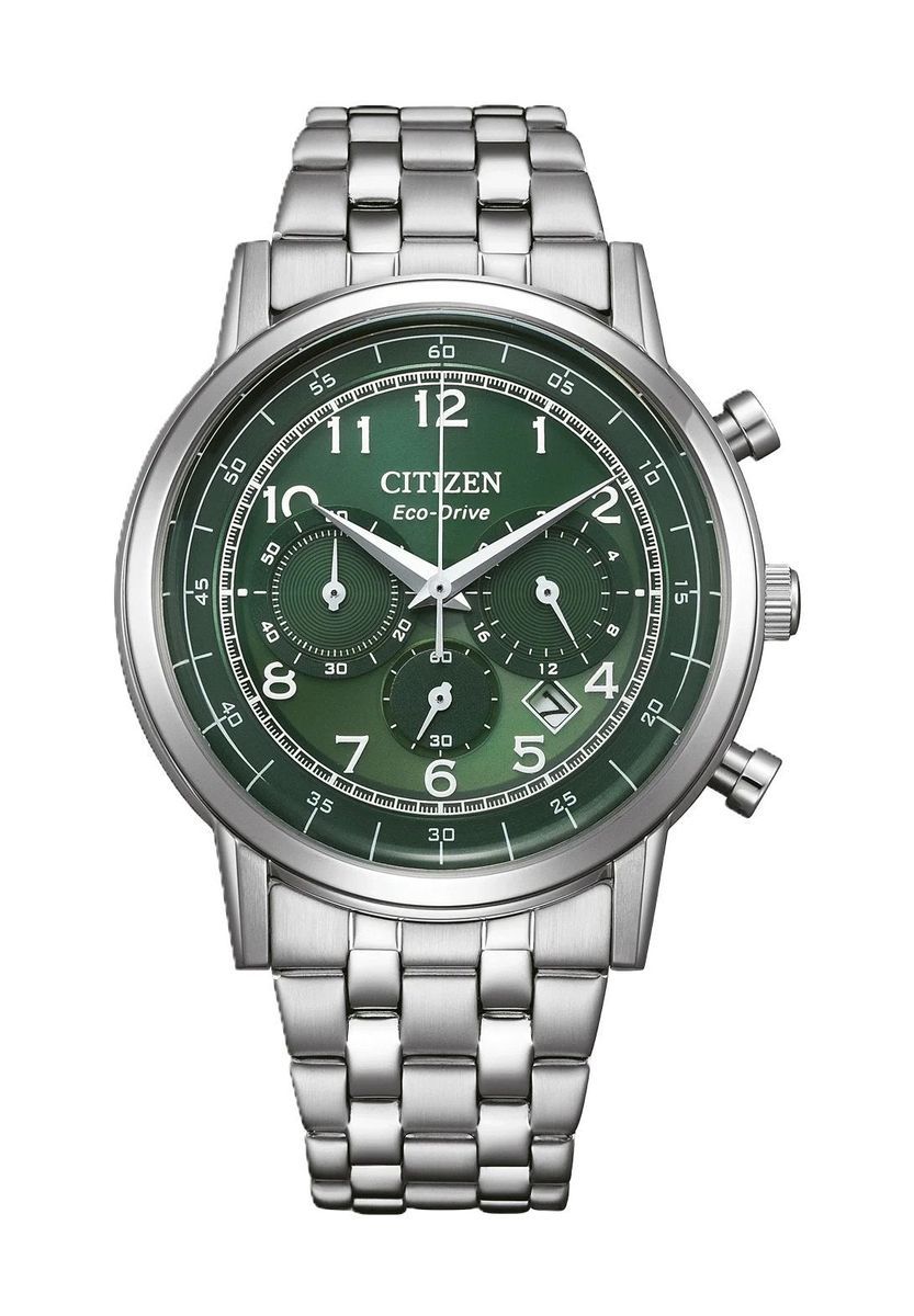 Eco-Drive Chronograph Uhr mit grünem Zifferblatt