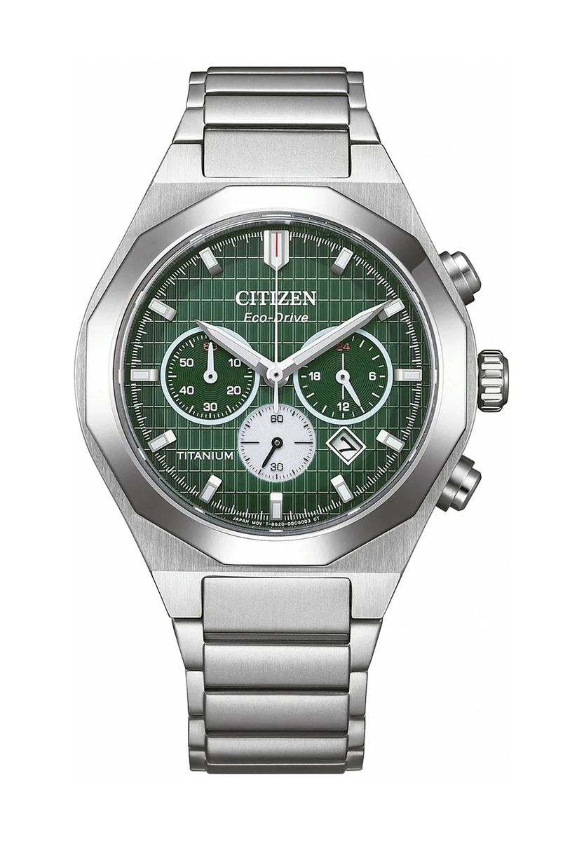 Titan-Chronograph Eco-Drive mit Gitter-Zifferblatt