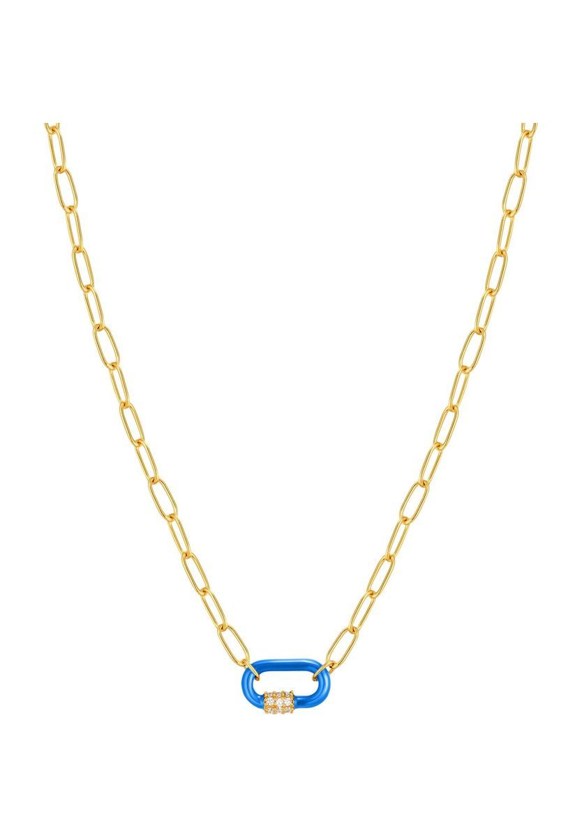 Goldkette mit blauem Emaille-Verschluss