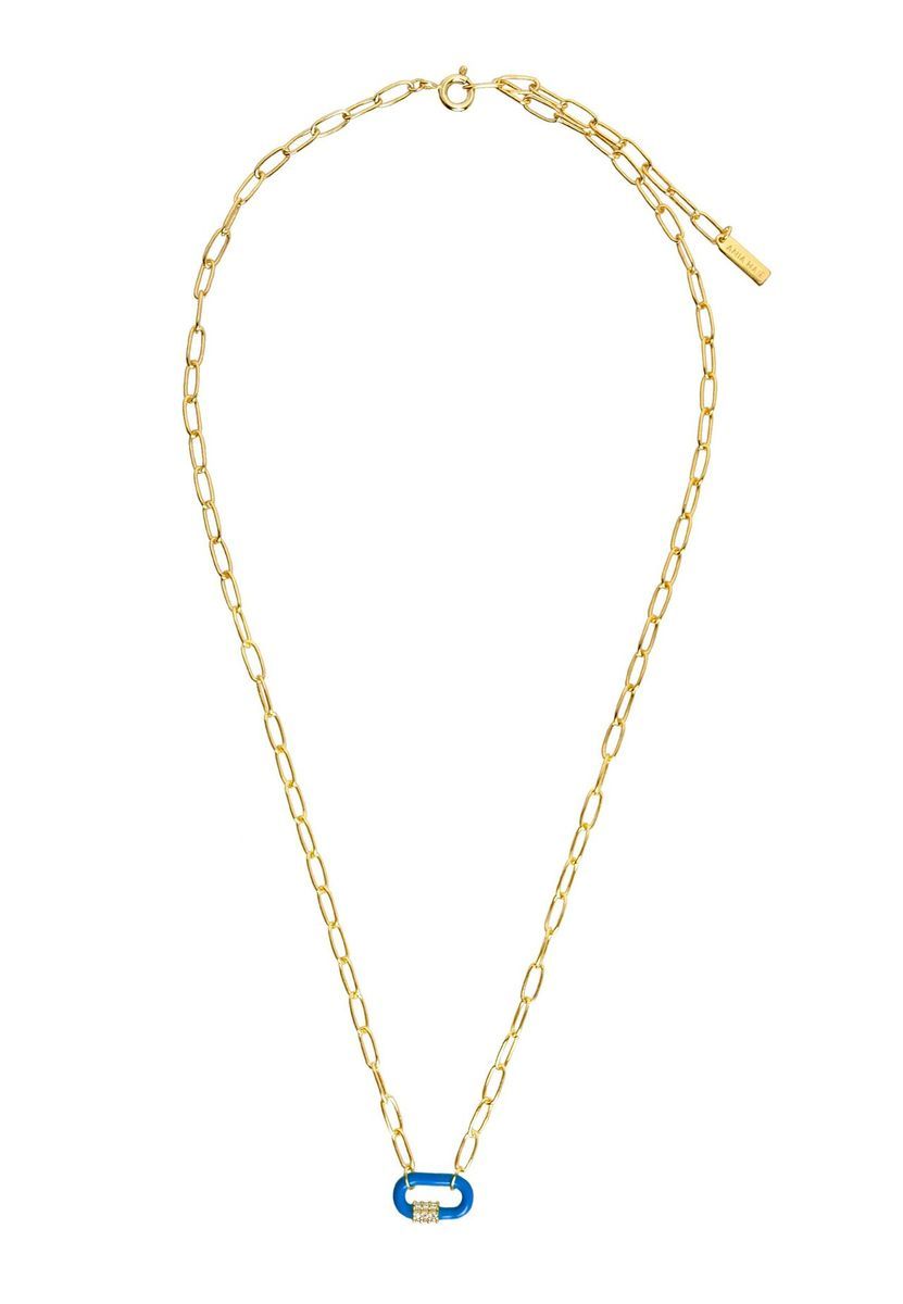 Goldkette mit blauem Emaille-Verschluss