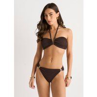 Strukturiertes Neckholder-Bikini-Oberteil mit V-Ausschnitt