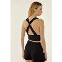 Texturiertes Crop-Top mit Kreuzrücken