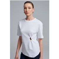 Jersey-T-Shirt mit skulpturalem Detail