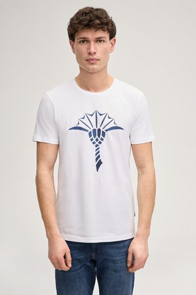 Alerio Weißes T-Shirt aus Bio-Baumwolle mit Emblem-Print Unisex