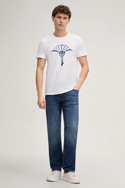 Alerio Weißes T-Shirt aus Bio-Baumwolle mit Emblem-Print Unisex