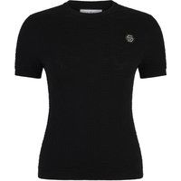 Kurzärmeliges Jacquard-Strick-T-Shirt