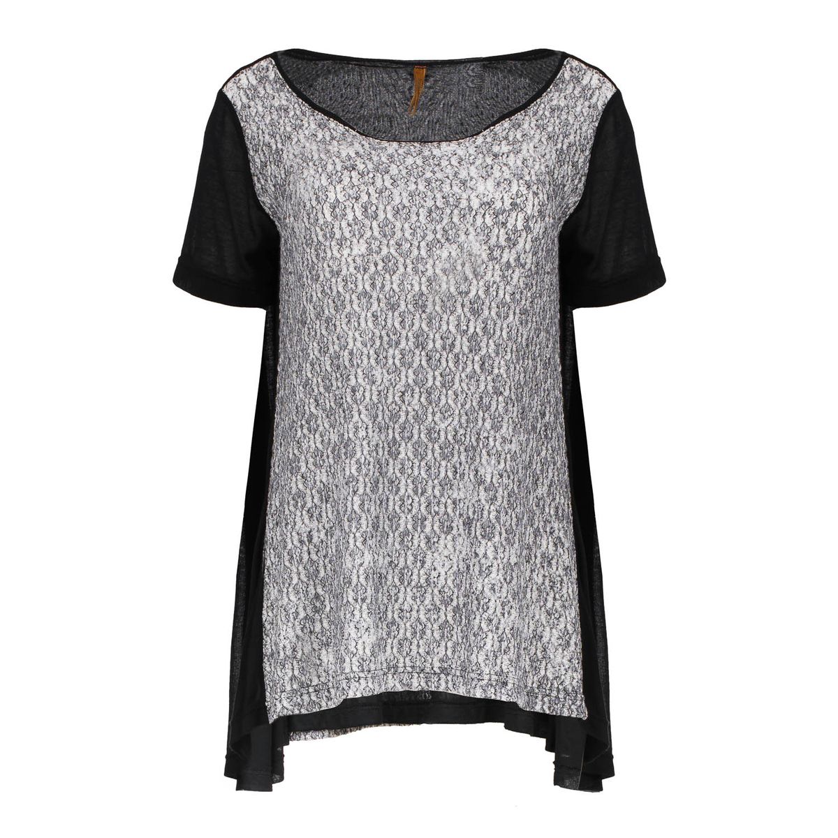 Jersey-Strick-Top mit spitzem Saum