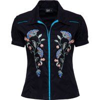 Western-Bluse mit Blumen-Stickerei