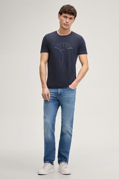 Joop! Alerio Marineblaues Herren-T-Shirt mit Emblem-Print