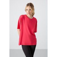 Übergroßes Baumwoll-Modal Rundhals-T-Shirt