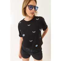 Oversized T-Shirt mit Augen-Grafikprint