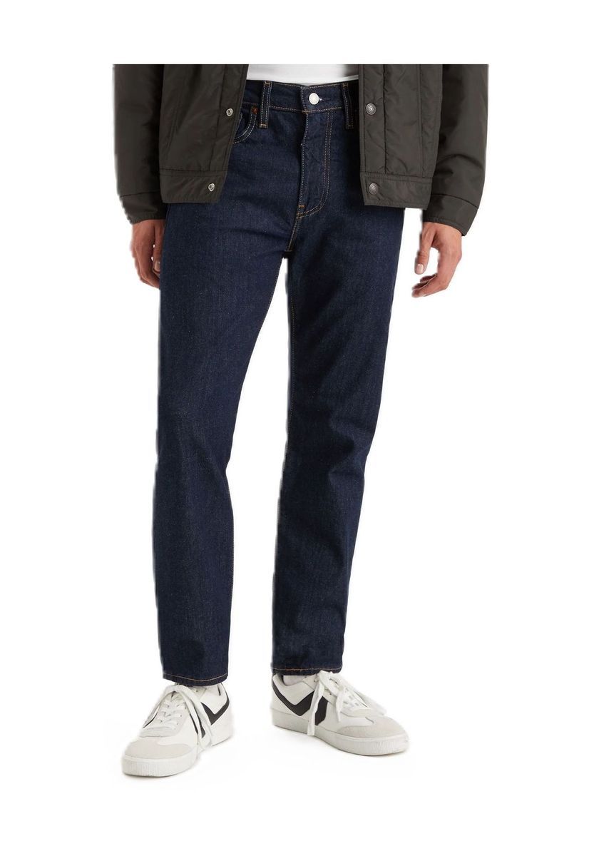 Klassische, dunkelblaue Tapered Jeans