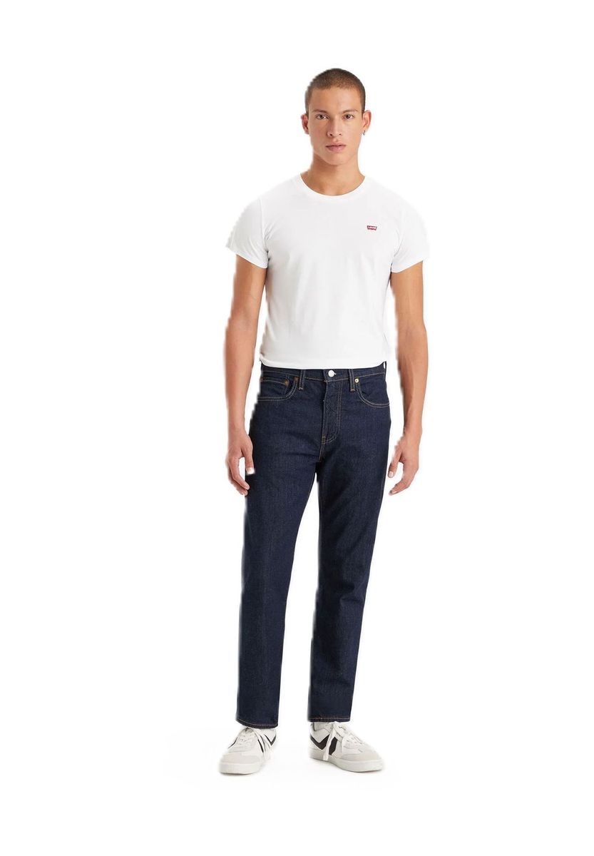Klassische, dunkelblaue Tapered Jeans