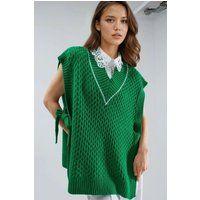 Oversized Zopfstrick-Weste mit seitlicher Bindung