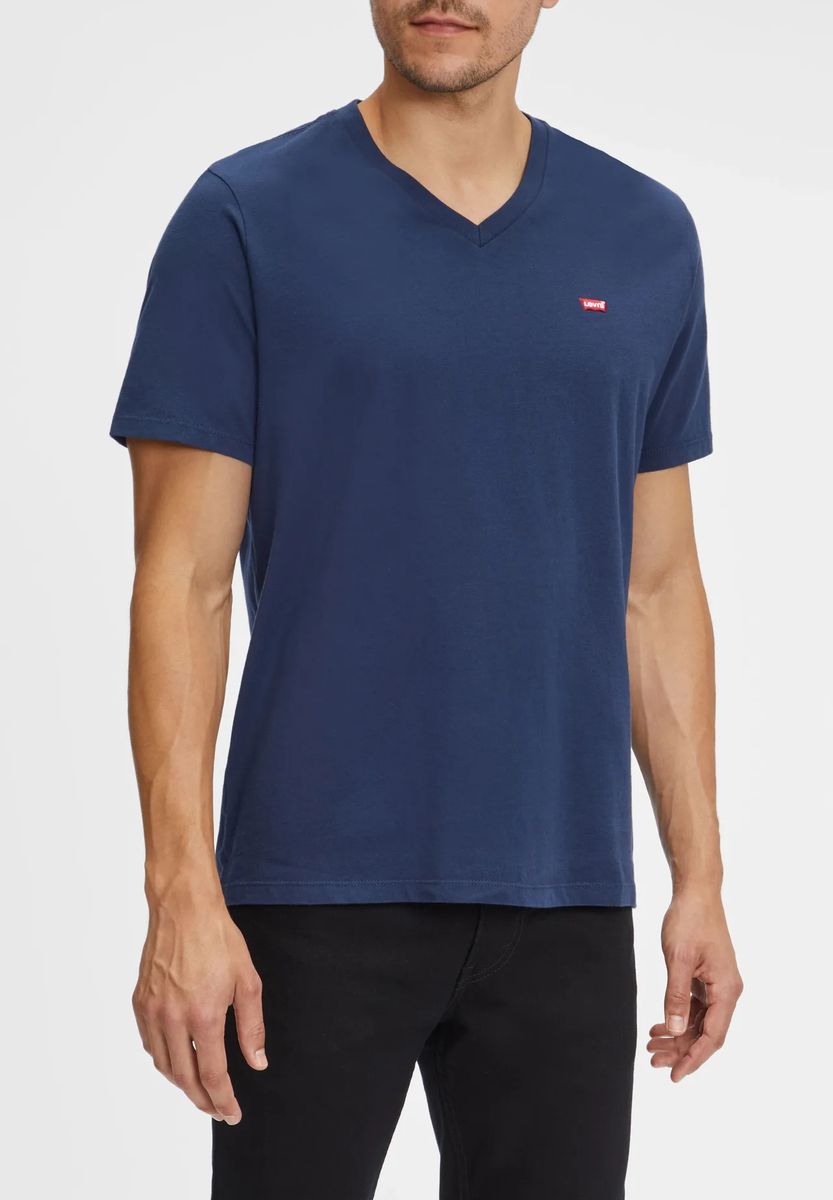 Klassisches V-Ausschnitt Baumwoll-T-Shirt