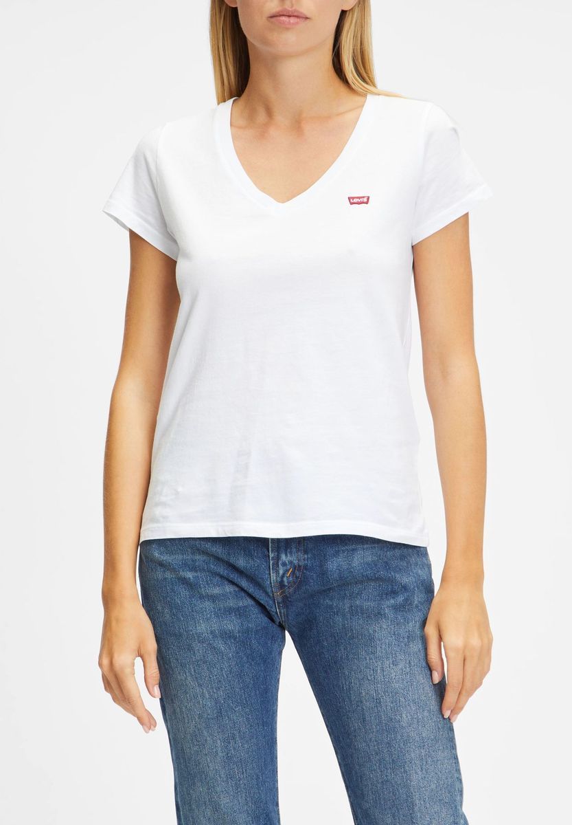 Klassisches V-Ausschnitt Logo T-Shirt