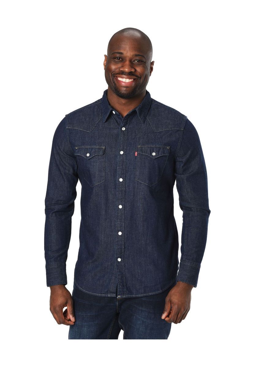 Herren Langarm Denim Western Hemd