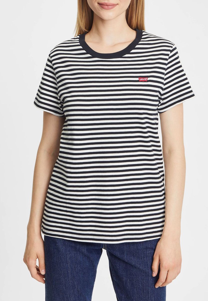 Gestreiftes Slim-Fit T-Shirt mit Rundhalsausschnitt