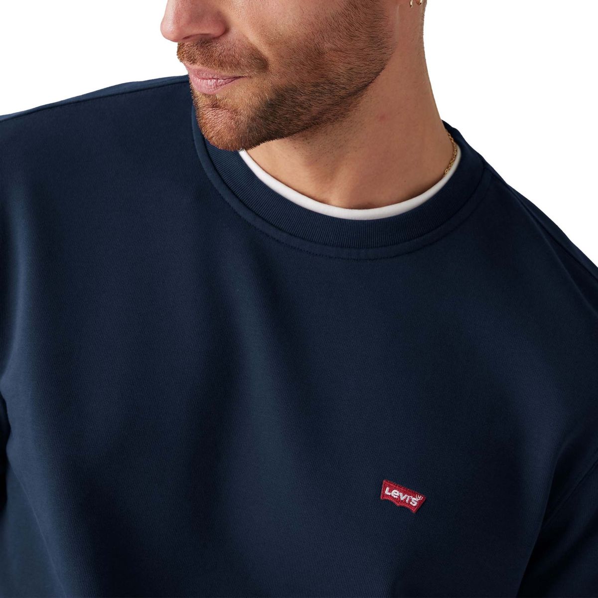 Klassisches marineblaues Baumwoll-Rundhals-Sweatshirt