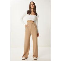 Strukturierte Palazzo-Hose mit hoher Taille