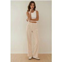 Mid-Rise Bundfaltenhose mit geradem Bein